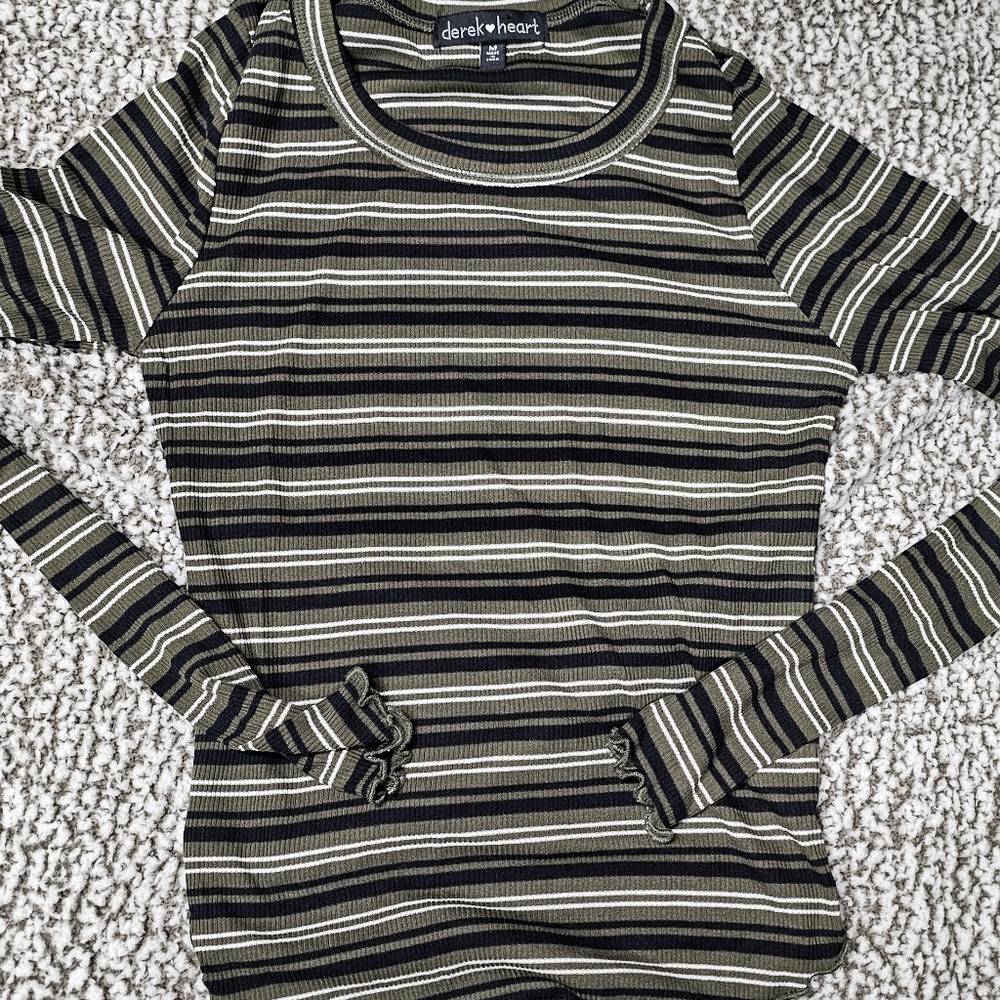 Derek Heart Multicolor Striped Ribbed Top